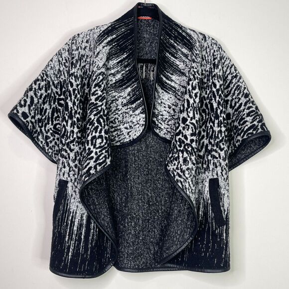 Simon Chang Collection Leopard Print Wool Shawl Cardigan Women's Size Small - Picture 9 of 9